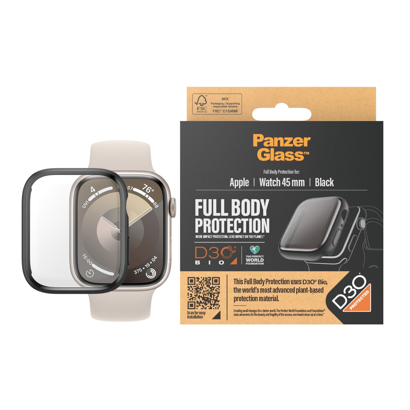 PanzerGlass® Full Body Sort m. D3O® Apple Watch Series 9 | 45mm